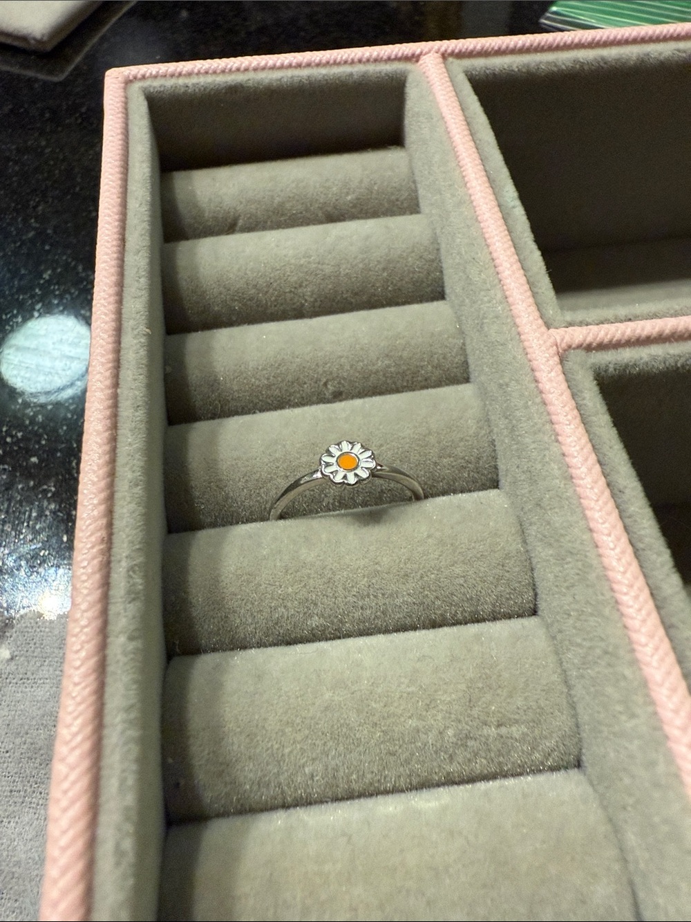 Pura Vida Silver Daisy Ring with Orange Center